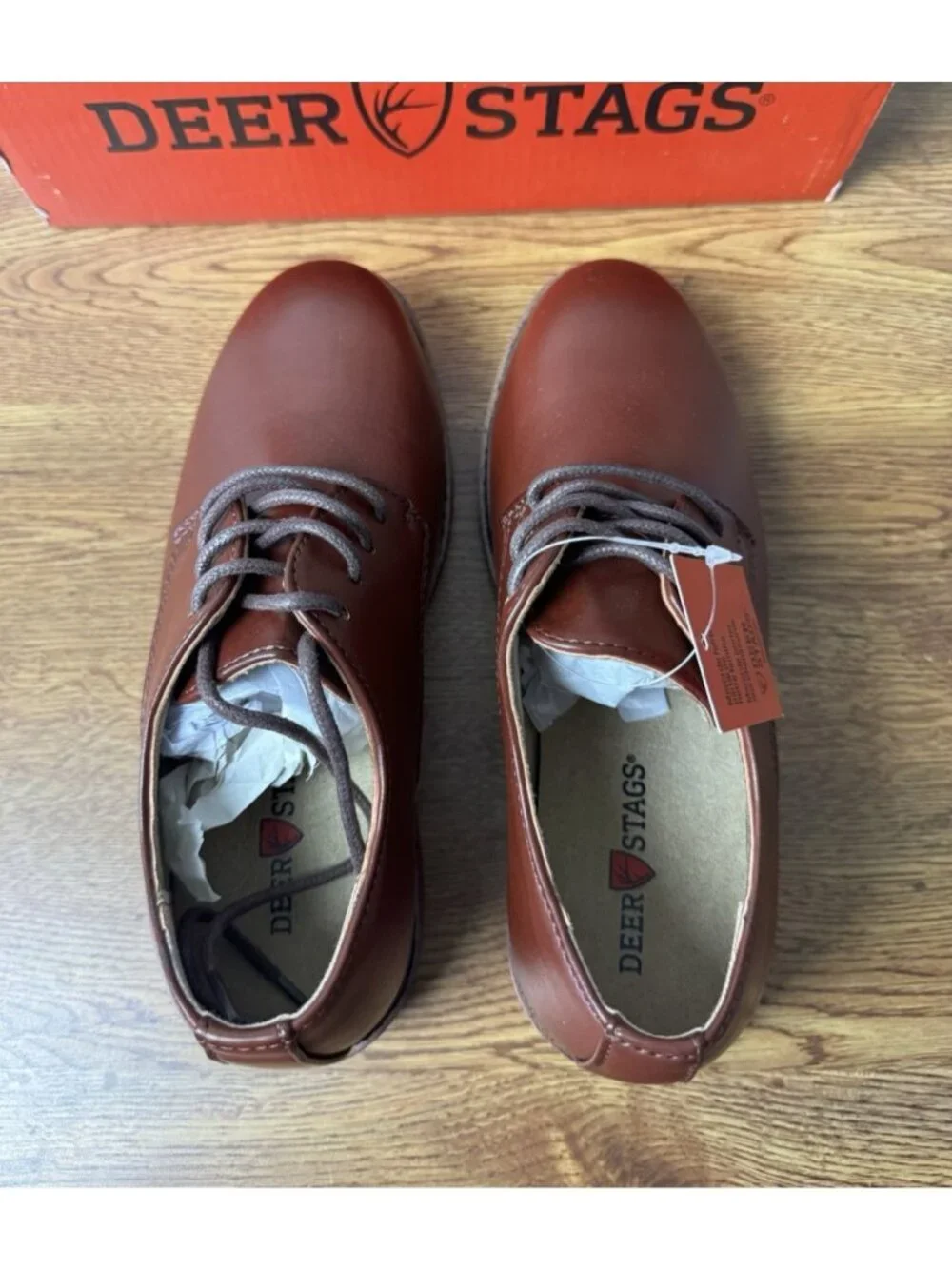 Deer Stags Kid's Boys Denny Round Oxford Shoes Dark Luggage Size 13.5 M